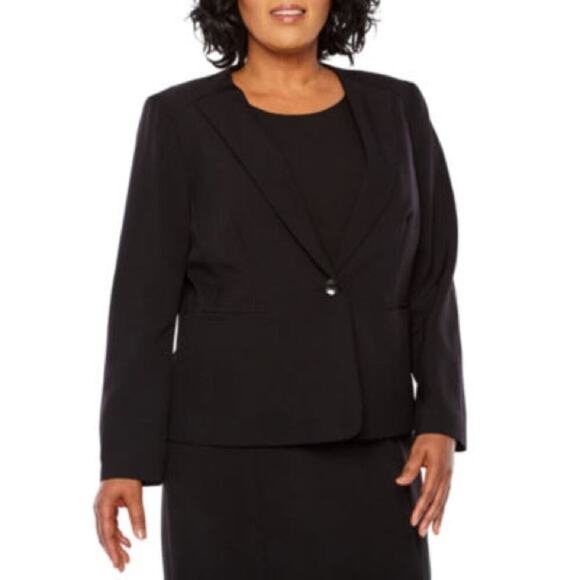 Evan Picone Black 1 Button Suit Jacket Sz 8 - Picture 1 of 14